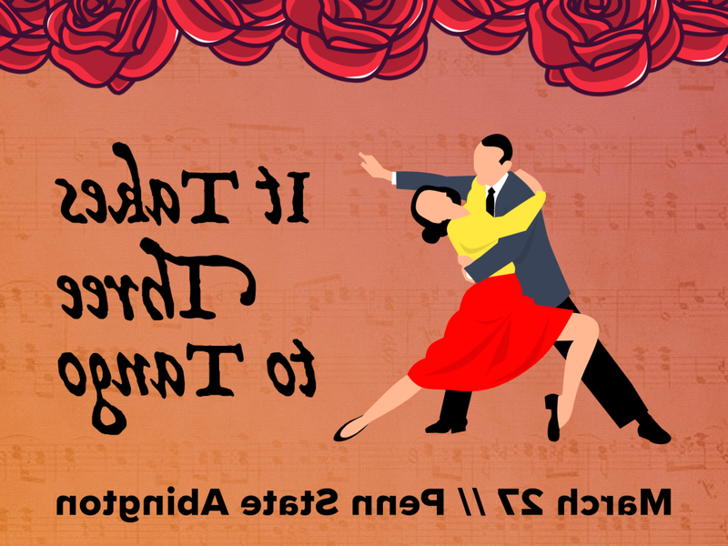 Graphic of tango dancers with date and time of concert